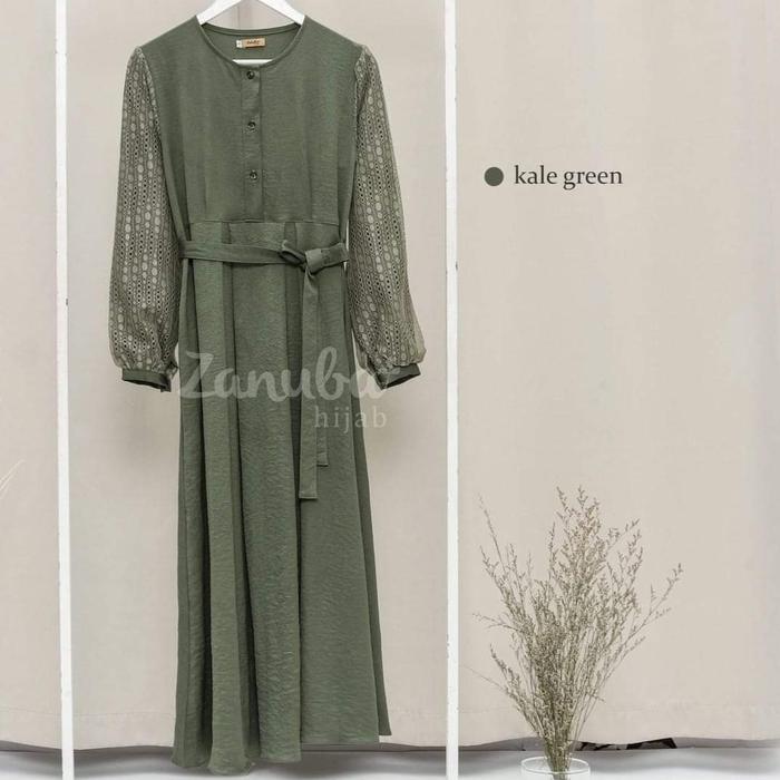 Gamis Zanuba Valery Lace Dress|Dress sage|Gamis raya|Preloved Gamis