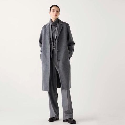 UNIQLO Women Long Coat Jaket Mantel Panjang Winter Wanita Double Face Chester Gray