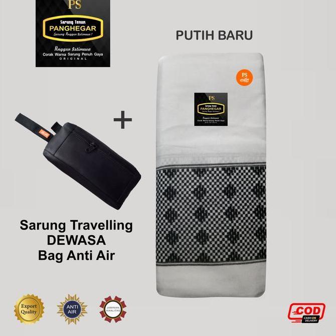Sarung Sholat Traveling Dewasa Santri Motif Polos Tenun Timbul Doby Berlian Kemasan Pouch Tas Bag Pr
