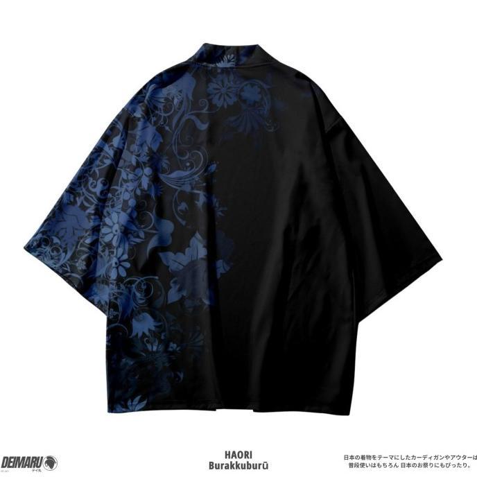Kostum Jepang Haori Burakkuburu Haori Motif Outer Cardigan
