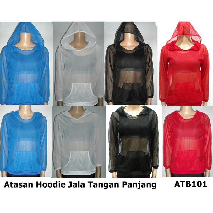 Hoodie Mesh Outer jala Jaket jaring Outer baju senam outer bikini