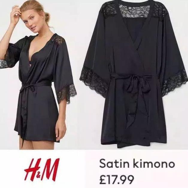 KIMONO H&M SEXY SATIN HNM HM H & M LACE (VICTORIA SECRET LASENZA ZARA