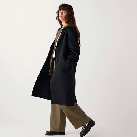 UNIQLO Women Long Coat Jaket Mantel Panjang Winter Wanita Double Face Chester Black