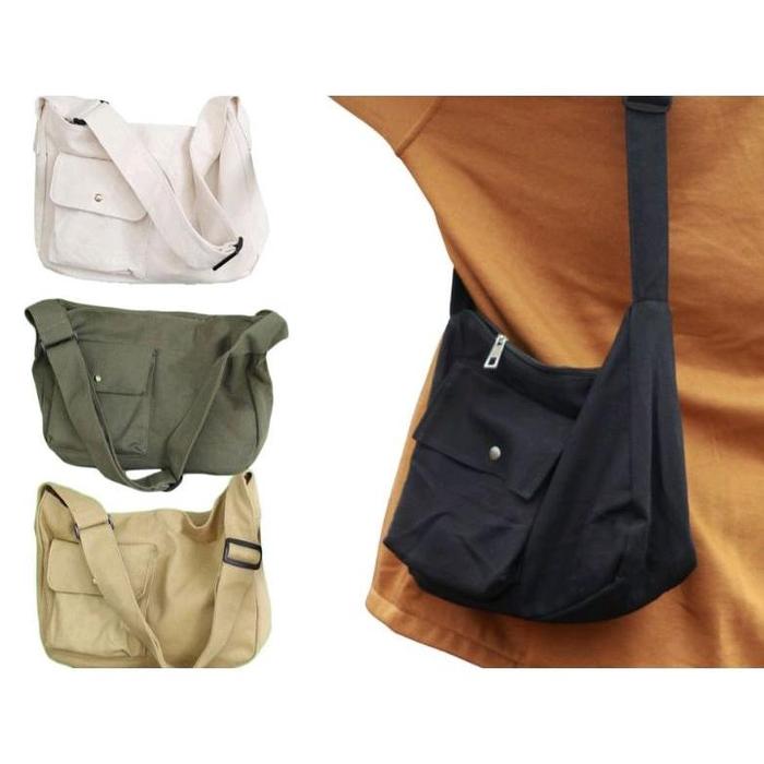 Slingbag Kasual Kanvas Pocky_ Vior By Kenzie - Tas Slempang Kecil Bahan Canvass Laki-laki - Pouch Ba