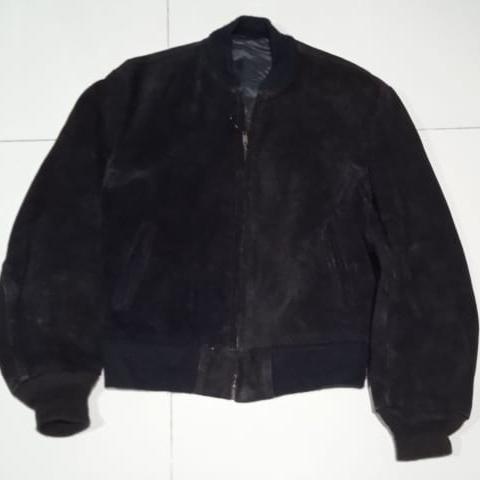 Schott black suede bomber jacket, size 42