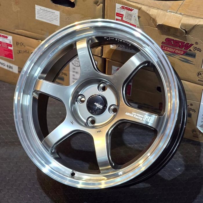Velg Advan R6 Ring 17 Lebar 7,5 ET 40 PCD 4x114 Warna Grey Polish | Velg Mobil Ring 17 | Velg Mobil 