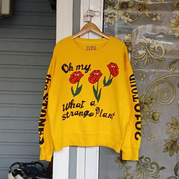 Rolling Stones x Cactus Plant Flea Market CPFM USA 19 Tour Crewneck Yellow Large