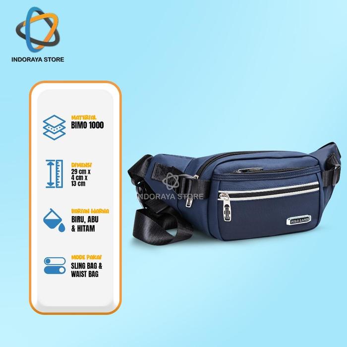 POLO LAND Tas Selempang Pria Slingbag Waistbag Cowok Slempang Pria Antiair
