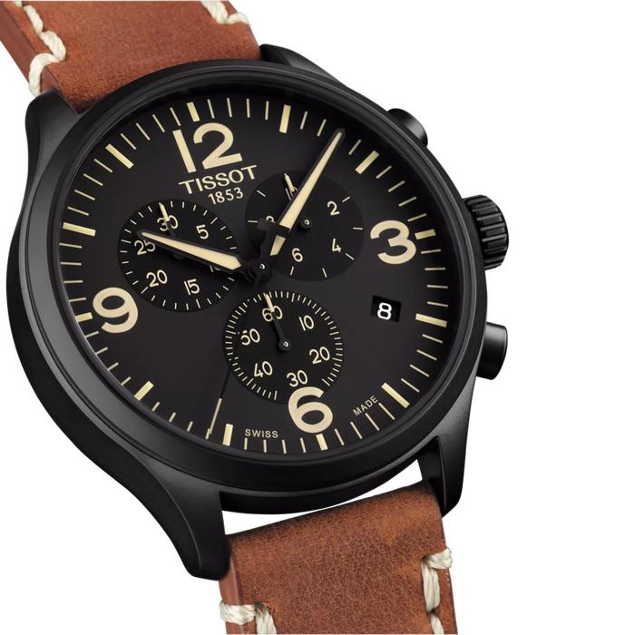 Tissot Chrono XL 45mm T Sport T116.617.36.057.00 Black Dial Brown Leather Strap