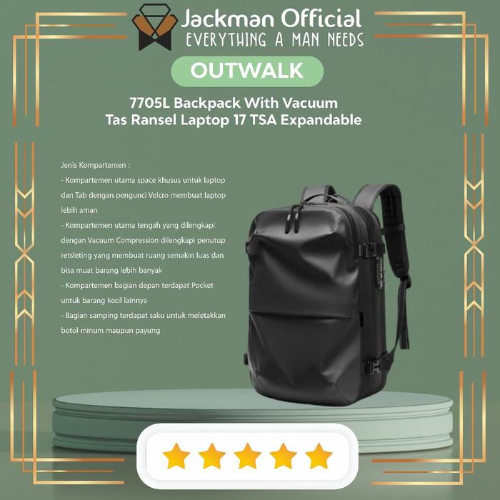 OUTWALK 7705L Backpack With Vacuum Tas Ransel Laptop 17 TSA Expandable
