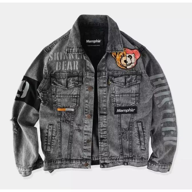 (PROMO) MEMPHISORIGINS - JACKET DENIM MEMPHIS SKINNEDBEAR GREY ( ONLY 450PCS )