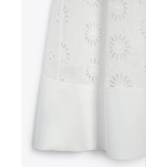 Zara white embroidery eyelet long maxi skirt rok panjang bordir wanita