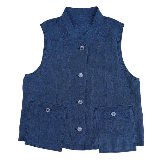 Vest adonetti linen slant pocket big pocket