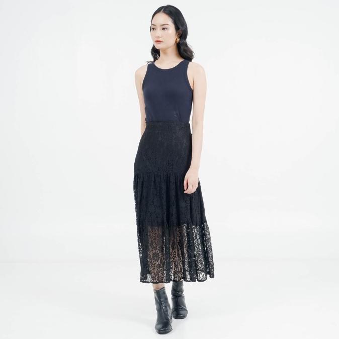 Enzy Storia X This Is April Rok Panjang Wanita Kekinian Kasual ES Isabella Lace Skirt