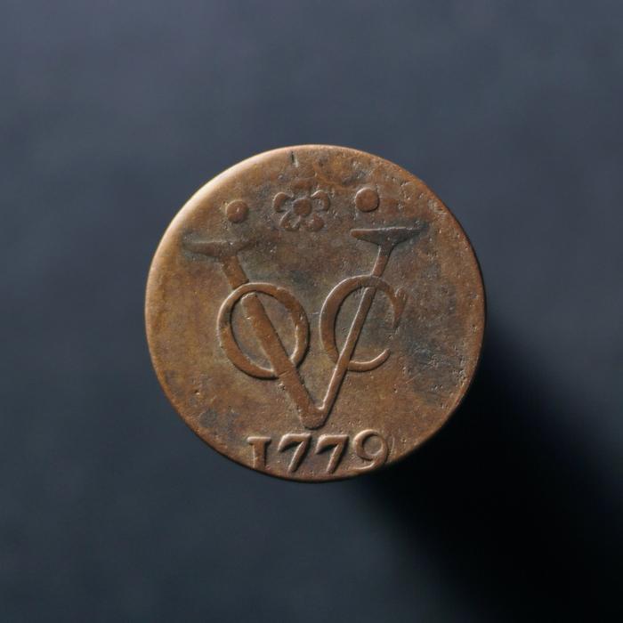 (Cetak Geser) Uang Koin Kuno VOC 1 Duit Holland Tahun 1779 Nederlandsch Indie