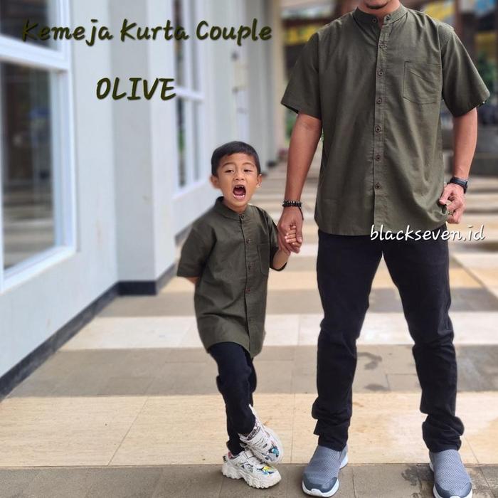 KURTA KEMKO KOKO PAKISTAN COTTON COUPLE AYAH & ANAK - OLIVE ARMY