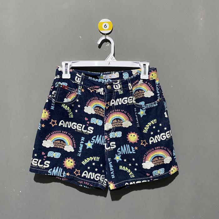 Angel Blue Short Jeans Pants Full Print