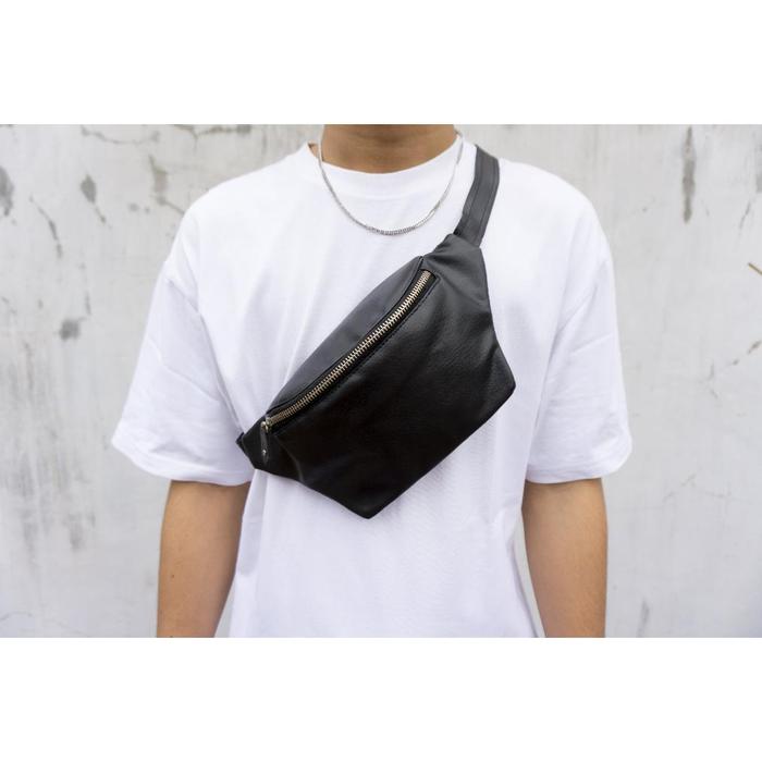 Tas Waistbag Kulit Pria dan Wanita / Selempang Kulit / Kompek Kulit Cowok