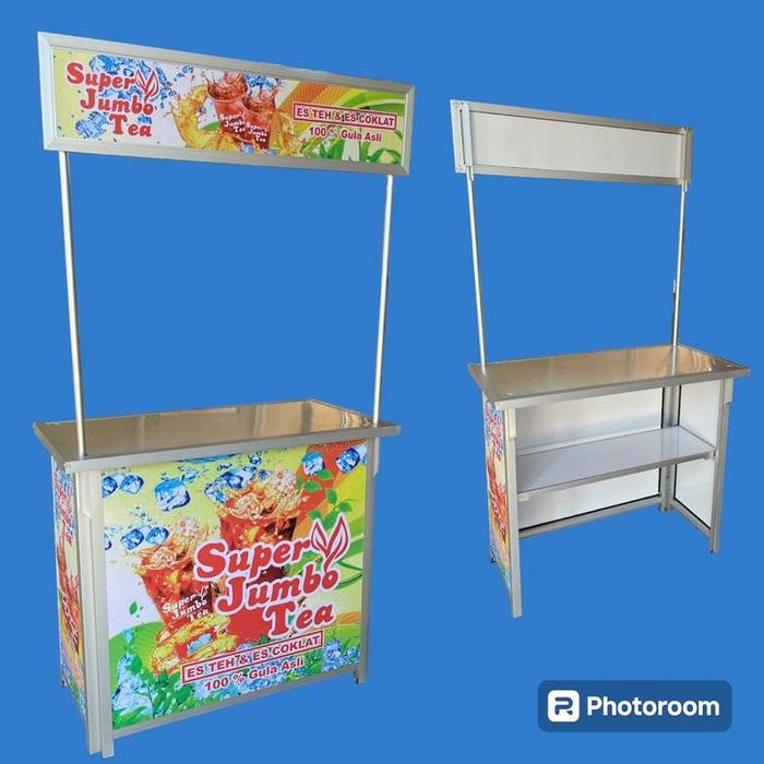 Gerobak es teh Gerobak lipat aluminium booth portable (Premium D)