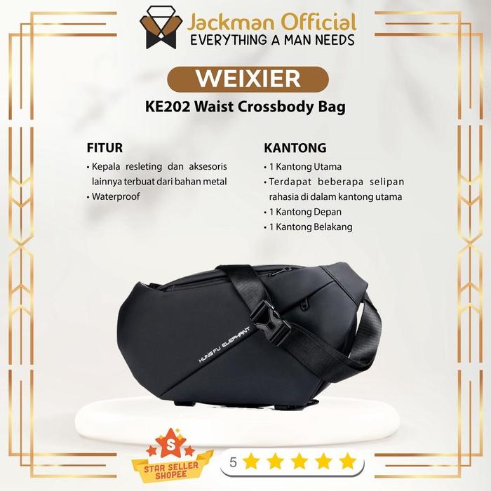 JACKMAN KE202 Waist Crossbody Bag - Tas Selempang Pria Kungfu Elephant