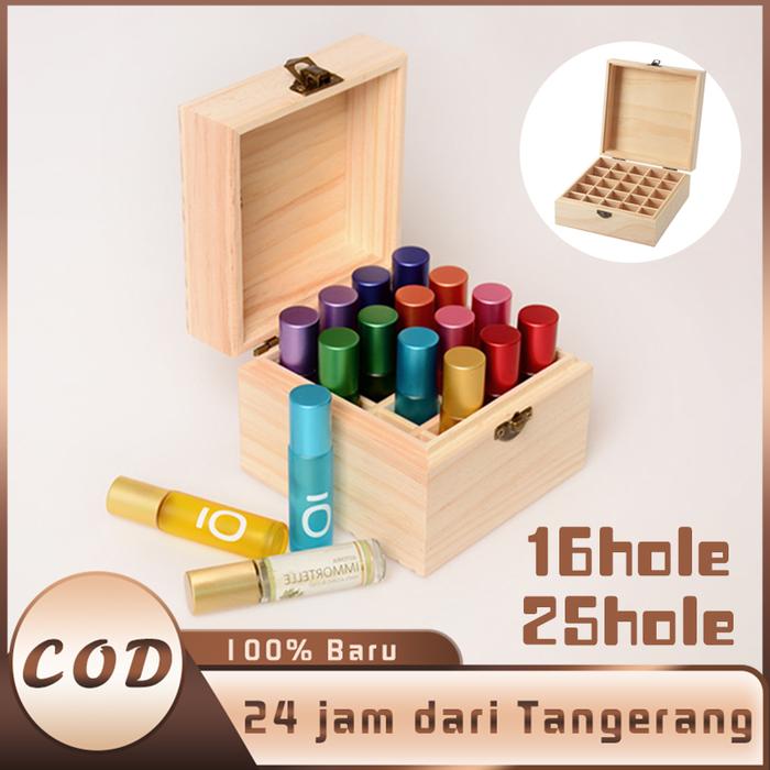 Laci Essential Oil Parfum 16 Lubang/25 Lubang Kotak Essential Oil Kayu Box