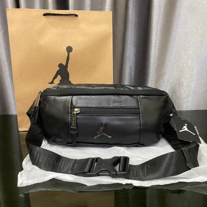 Air Jordan Waistbag Leather Rival All Black Metal logo