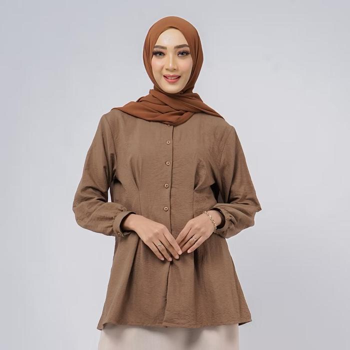 ORIGINAL BY SEKIDO IKABELLA ATASAN KEMEJA BLOUSE DARK BROWN