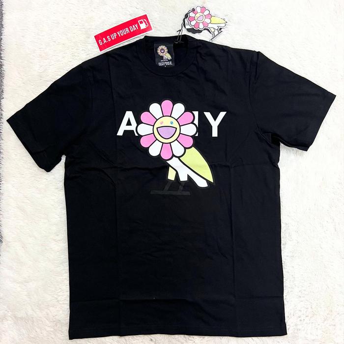 October’s Very Own OVO X Murakami Surplus Flower Owl Logo Black T-Shirt LG Drake