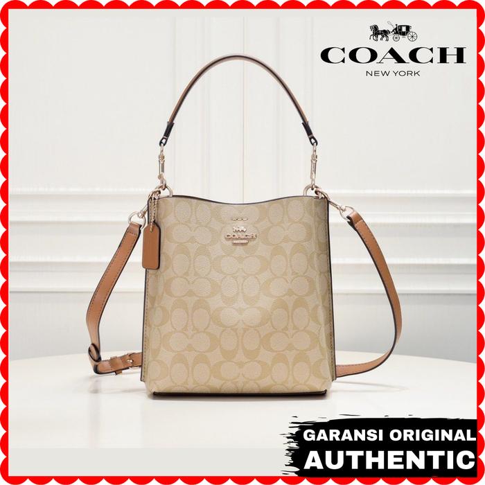 Tas Selempang Coach Wanita Mollie Bucket Bag 22 In Signature Canvas Brown Original Store Branded Aut