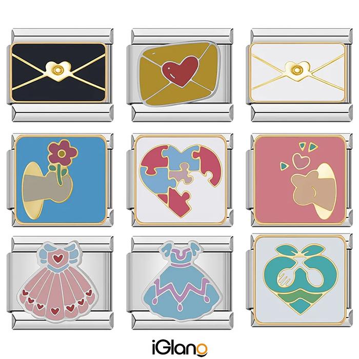 Italian Charm Bracelet Heart Skirt Envelope Flower Lemon - Gelang Italian Charm - Gelang Wanita - Ge