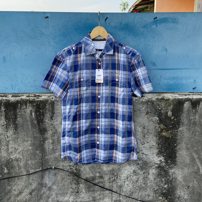 Kemeja Lengan Pendek Celio Original Kotak-Kotak - size S
