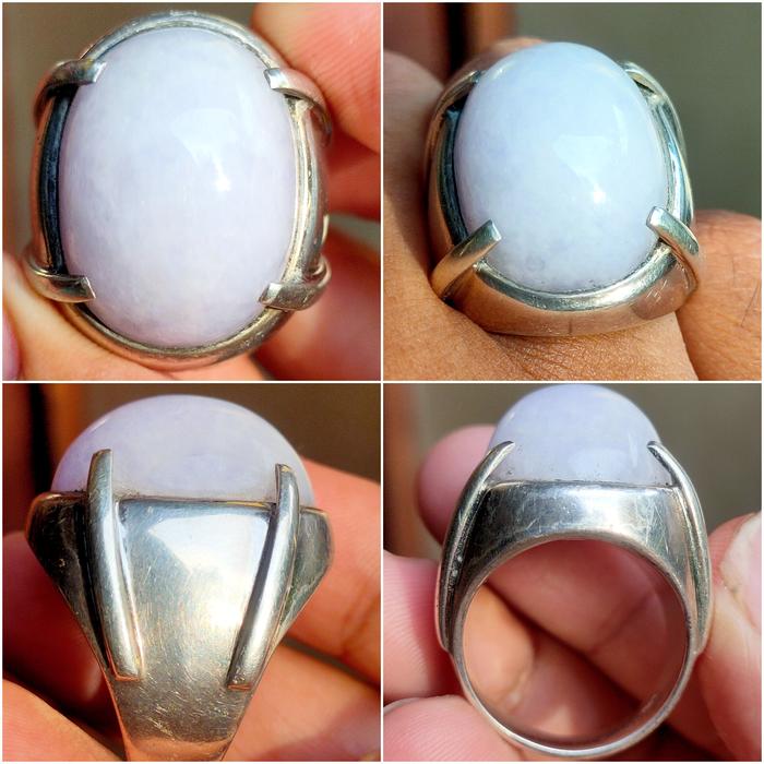 Cincin Batu Mulia Giok Fei Cui Lavender Natural Jadeite lm Jade Burma Birma Type A Asli Jumbo Mumbul