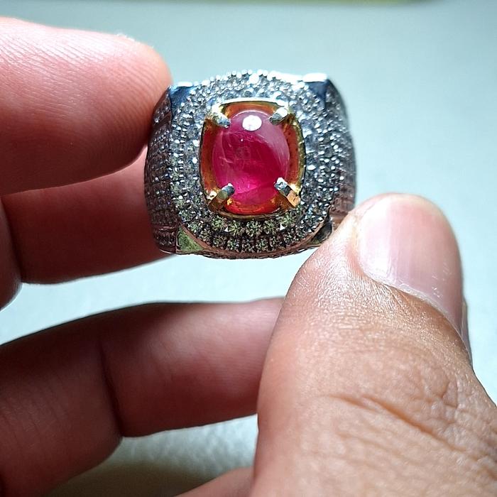 Ruby burma kristal belang merah putih windusara