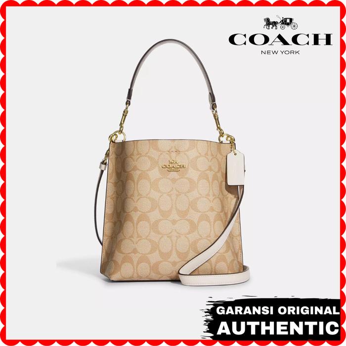 Tas Selempang Coach Wanita Mollie Bucket Bag 22 In Signature Canvas Beige Original Store Branded Aut