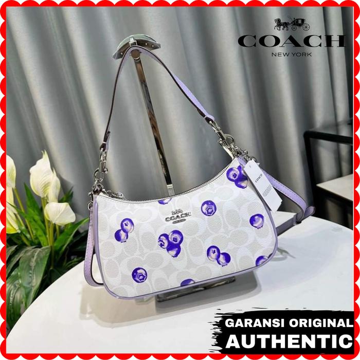 Tas Coach Wanita Teri Shoulder Bag With Blueberry Print Original Store Branded Authentic