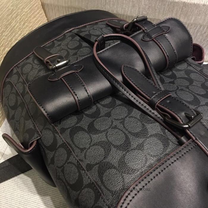 COACH HUDSON BACKPACK IN SIGNATURE CANVAS BLACK COPPER FINISH