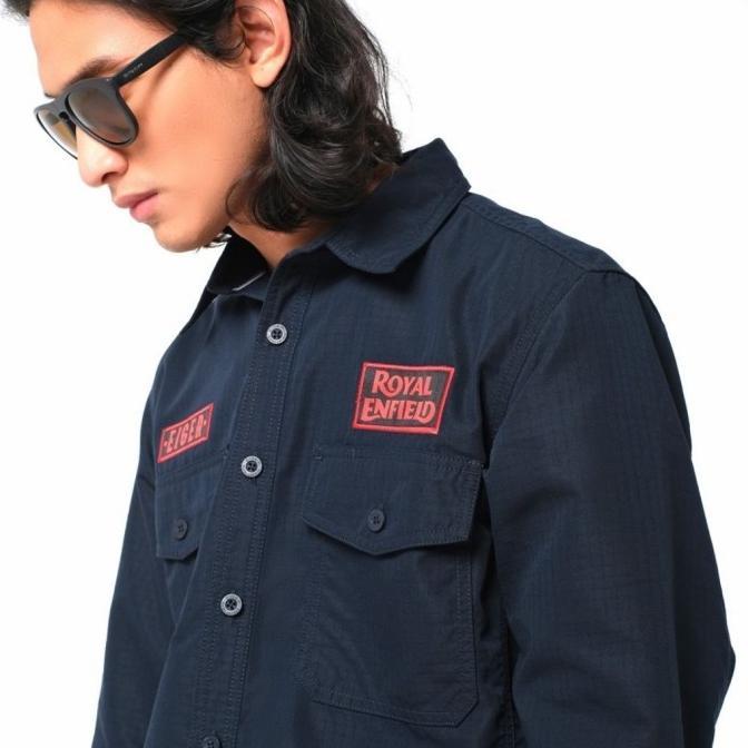 EIGER EXRE TIRUVOTTIYUR SHIRT kemeja pdl X royal Enfield nav
