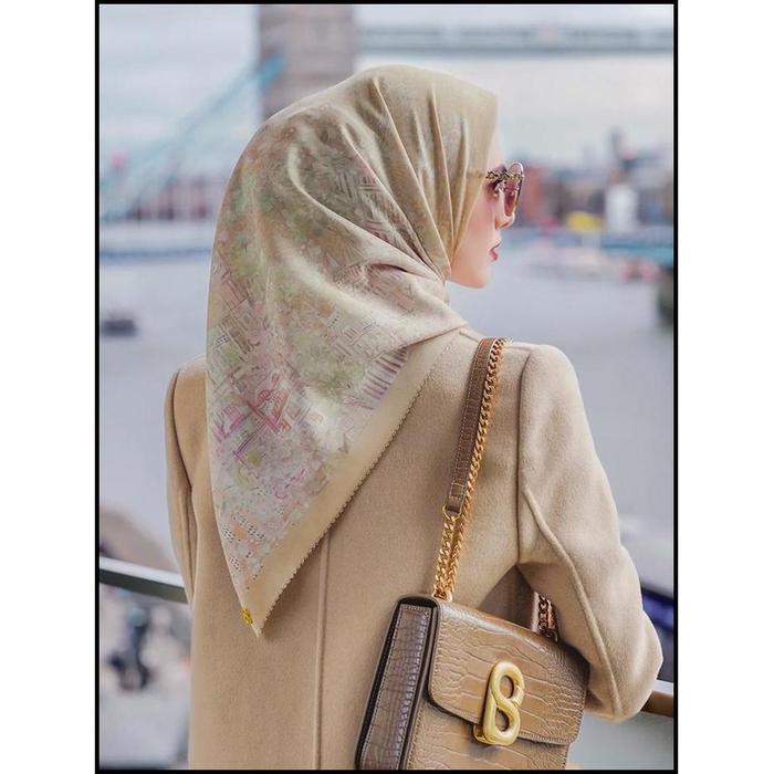 New Buttonscarves British 2 Voile Square Jilbab Segi Empat Muslim Voal Kerudung Printing Best Qualit