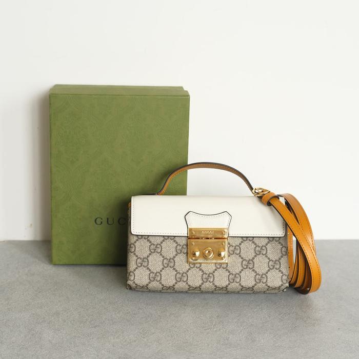 bag GC Mini GG Suprem Padlock Top Handle Bag Beige/Ebony/White GHW