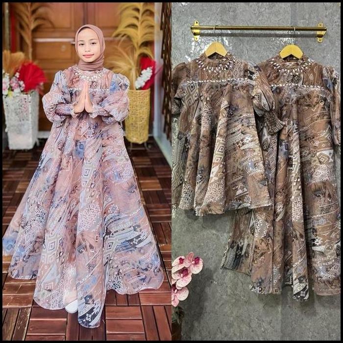 Terbaru Nagita Dress Kids Premium Organza Print By Ohc Cantik Lembut Gamis Anak Muslim Original