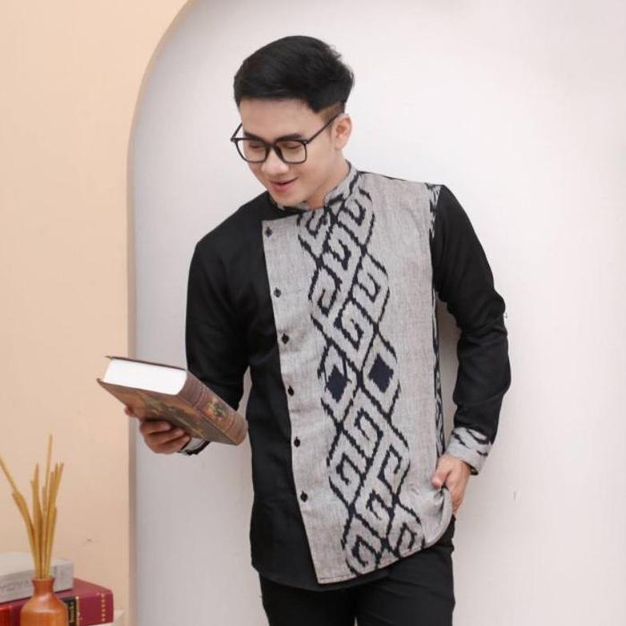 Kemeja Koko Tenun Asmarandana Shirt songket Troso etnik toraja lengan panjang || baju kerja casual p