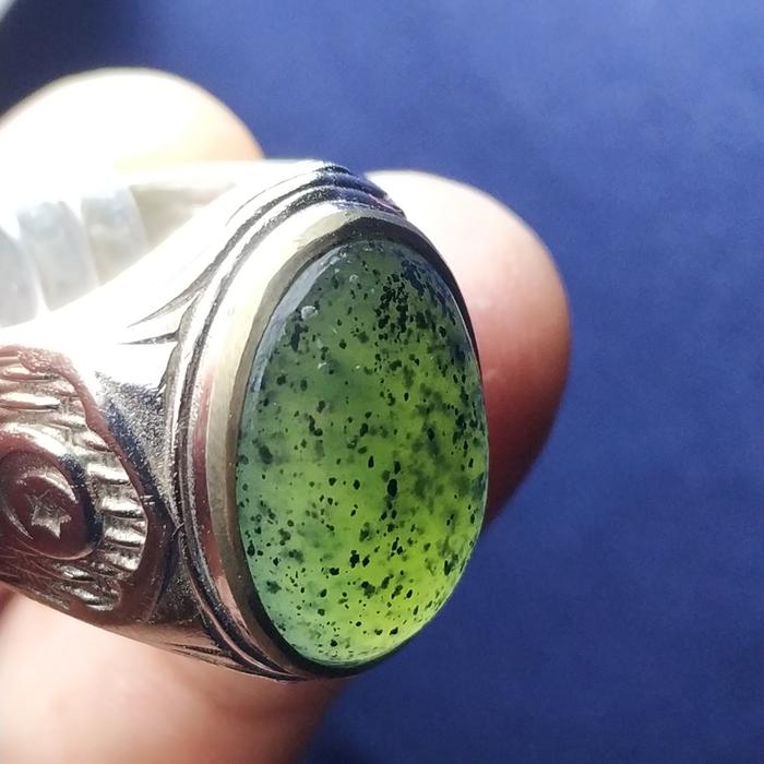 Natural Batu Giok Aceh Serpentin Cincau Asteroid + Cincin
