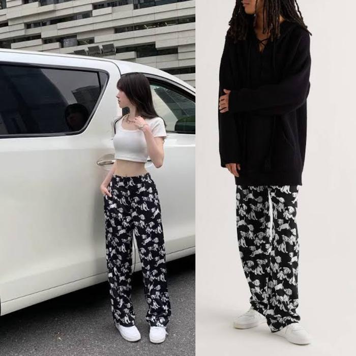 Celine Hedi Slimane Dog Print Straight Pants