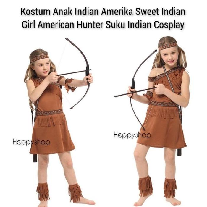 BERKUALITAS KOSTUM ANAK INDIAN AMERIKA SWEET INDIAN GIRL AMERICAN HUNTER SUKU INDIAN COSPLAY