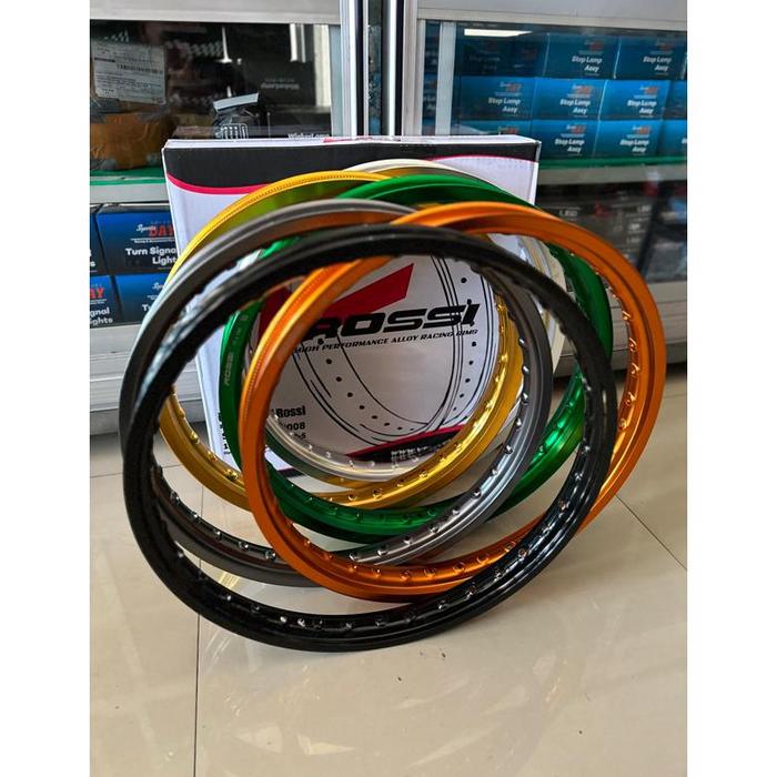 VELG ROSSI HITAM GILAP GLOSY SILVER PUTIH KUNING GOLD HIJAU GREY TITANIUM ABU ABU ORANGE OREN 120 14