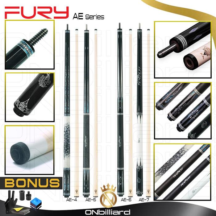 Fury Tempest Ae Series Ae-4 Ae-5 Ae-6 Ae-7 Ae-8 Ae-10 Ae-11 Ae-12 Ae-13 Ae-14 Cue Stick Stik Billiar