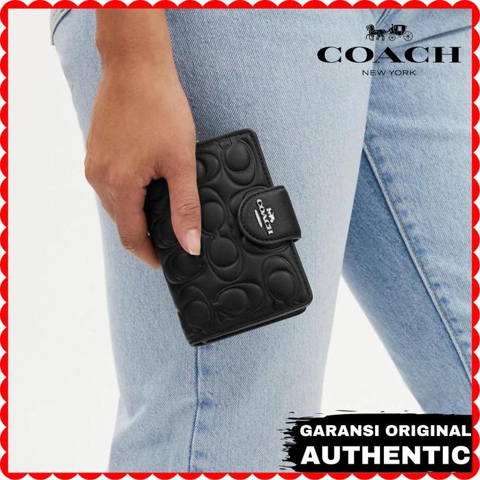 Dompet Coach Wanita Medium Corner Zip Wallet Black Original Store Branded Authentic