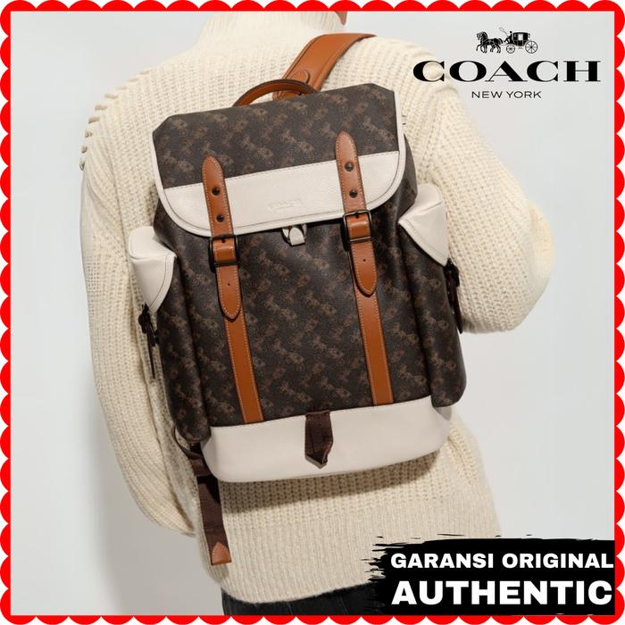 Tas Ransel Pria Coach Hitch Backpack With Horse And Carriage Print Original Store Branded Authentic