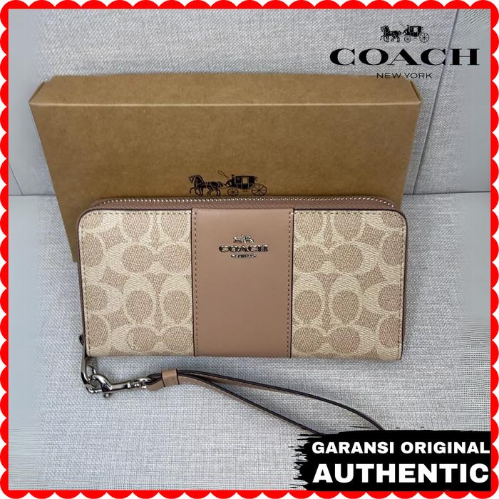 Dompet Panjang Coach Wanita Long Zip Wallet Beige Original Store Branded Authentic