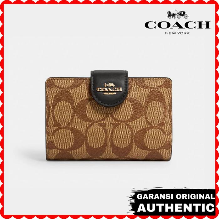 Dompet Coach Wanita Medium Corner Zip Wallet Brown Original Store Branded Authentic